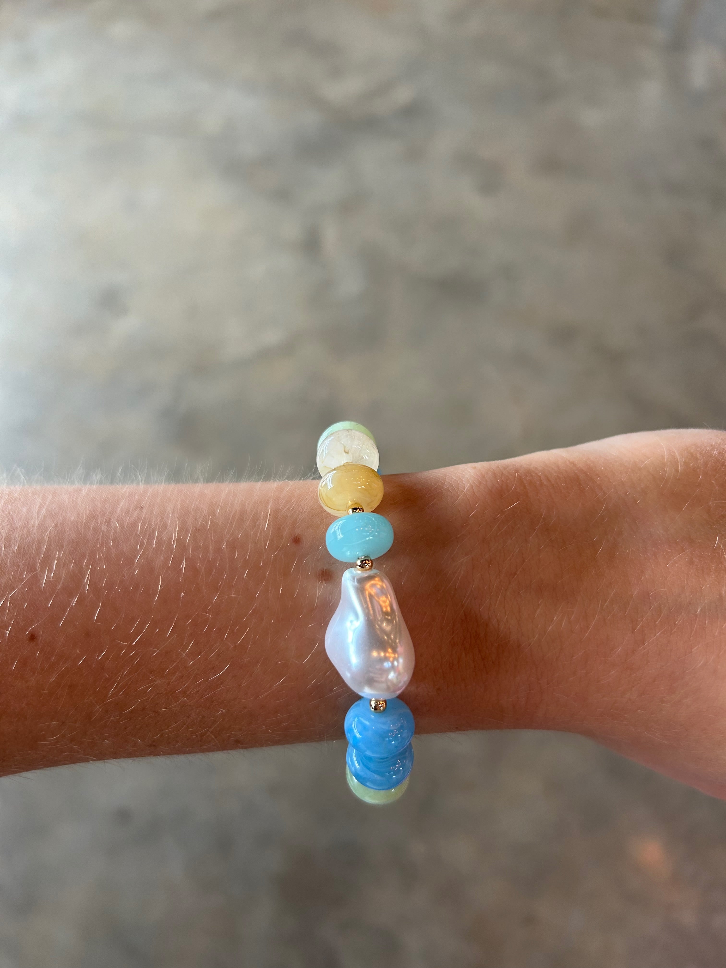 Chunky Beaded Bracelet - Mint Multi