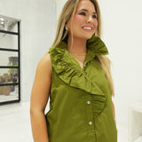 Priscilla Ruffle Top - Olive
