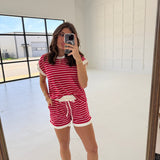 Breezy Striped Set - Ruby