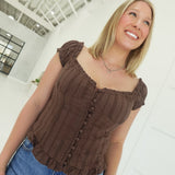 Addie Ruffle Top - Brown
