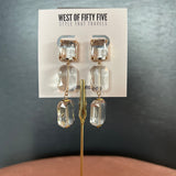 Triple Stone Drop Earrings -Clr