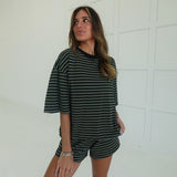 Drew Striped Set - Olive/Black