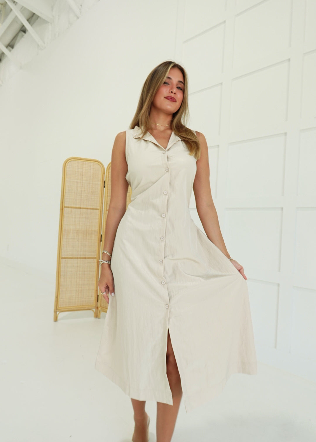 Lisbon Midi Dress - Taupe