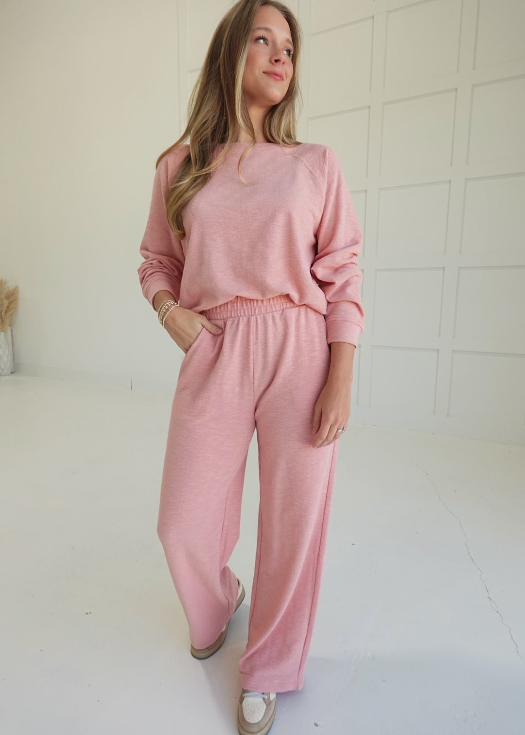 Slub Knit Lounger Set - Tan Rose