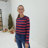 Dominique Striped Top - Navy/Red