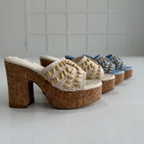Marina Crochet Platform Heel - Blue
