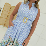 Palm Tree Breeze Dress - Blue