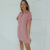 Subtle Smocking Mini Dress - Mauve