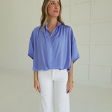 Playful Elegance Blouse - Dusty Blue