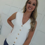 On My Books Vest Top - Ivory