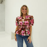 Moffit Floral Top - Brown