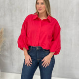 In My Zone Blouse - Berry Red