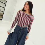 Verna Striped Sweater - Burgundy