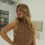 Cable Sleeveless Sweater - Khaki
