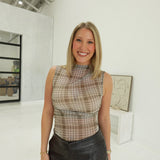 Schooled Plaid Top - Grey