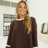 Knitty Contrast Sweater - Brown