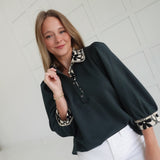 Timely Fashion Top - Dk Green