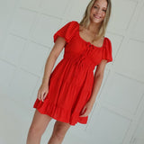 Frilly Mini Dress - Red