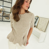 Janie Peplum Sweater - Taupe