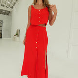 Zayda Skirt Set - Red