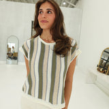 Harvesting Stripe Sweater - Olive/Taupe