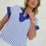 Hemingway Striped Top - Lt Blue