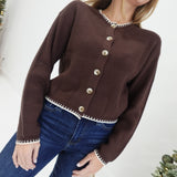 Clancy Contrast Cardi - Choco