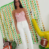 Extra Point Strapless Top - Red