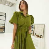 Mona Drawstring Dress - Olive