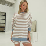 Ali Striped Set - Beige/Cream/Blue