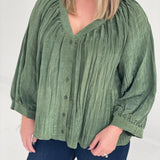 Bella Balloon Sleeve Blouse - Olive