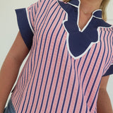 Hemingway Striped Top - Coral