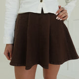 Indie Flared Mini Skirt - Brown