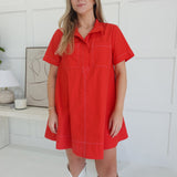 Three Strikes Mini Dress - Red