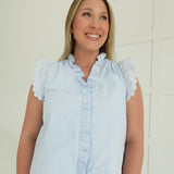 Skylar Ruffle Top - Sky Blue