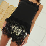 Mindi Lace Shorts - Tan/Black