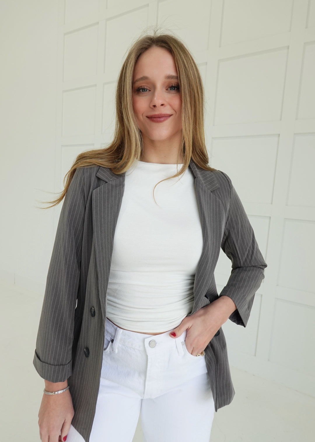 Corporate Chic Blazer - Grey