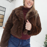 Sweeney Faux Fur Coat - Dk Coffee