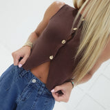 Redwood Knit Vest Top - Brown
