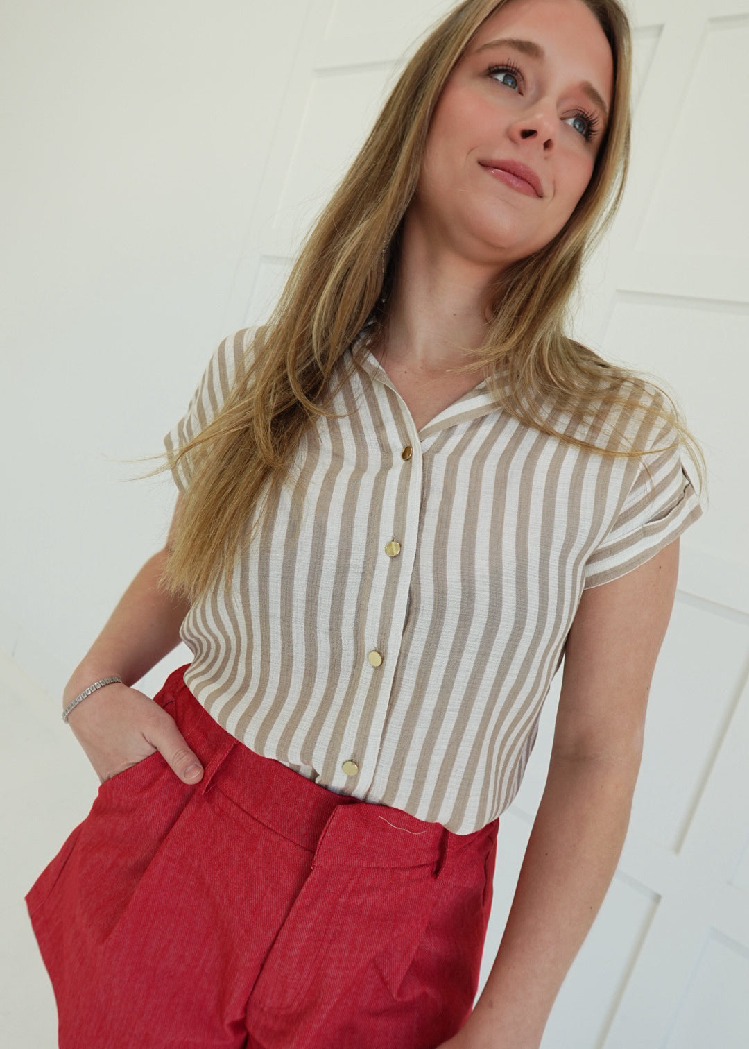 Ease Into Top - Light Khaki