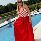 Believe In Freedom Midi Dress - Red