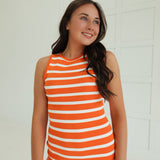 Underestimated Midi Dress - Orange/White