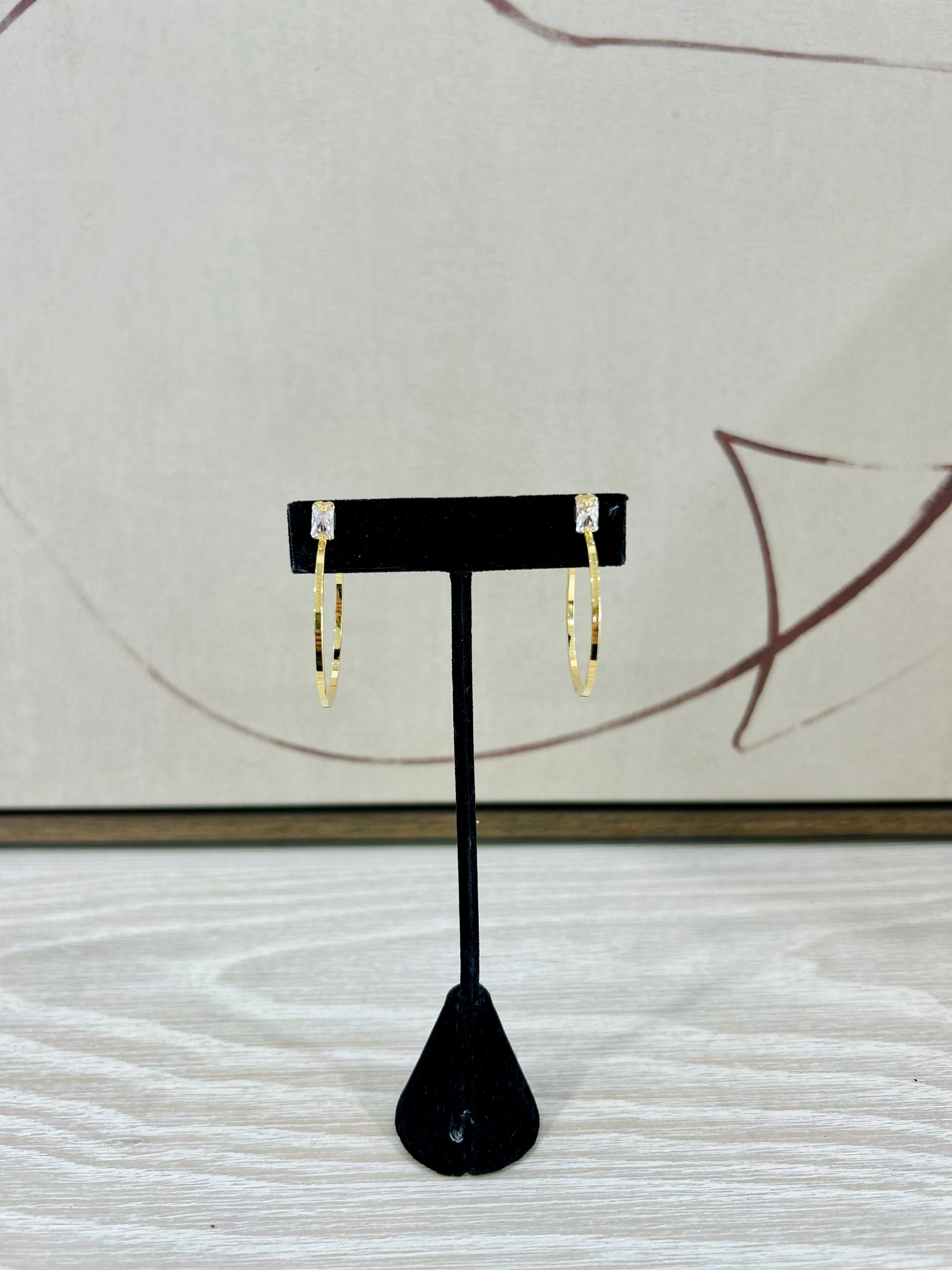 Baguette Stone Hoops