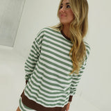 Ali Striped Set - Sage/Cream/Brown