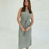 Timing It Perfect Midi Dress - Olive/Ivory