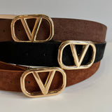 Chic V Buckle Belt - Black