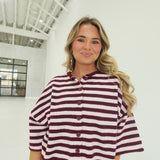 Nora Striped Cardi - Burgundy