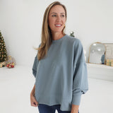 Colbi Ribbed Pullover - Blue Grey