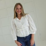 Harding Eyelet Belted Top - White