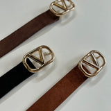 Chic V Buckle Belt - Coffee
